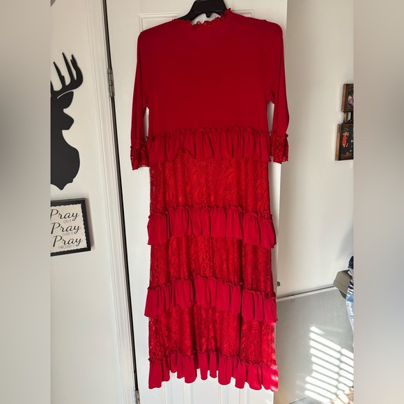 Zadie B’s Red Lace Ruffle Dress - Picture 3 of 3